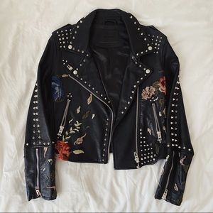 Blank NYC Spiked Embroidered Vegan Leather Jacket